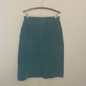 Vintage L.L. Bean Teal Corduroy Midi Skirt